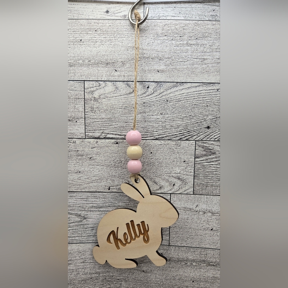 Personalized Wooden Rabbit or Bunny Easter decor Ornament - Kelly (new)